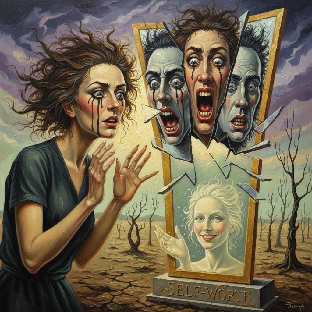 Abstract Art Exploring Self-Image and Eisoptrophobia