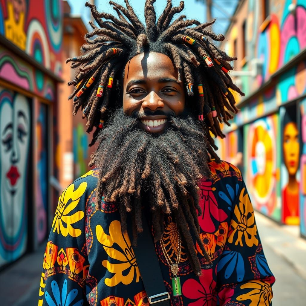 Beaded Beard in Urban Street Art Scene