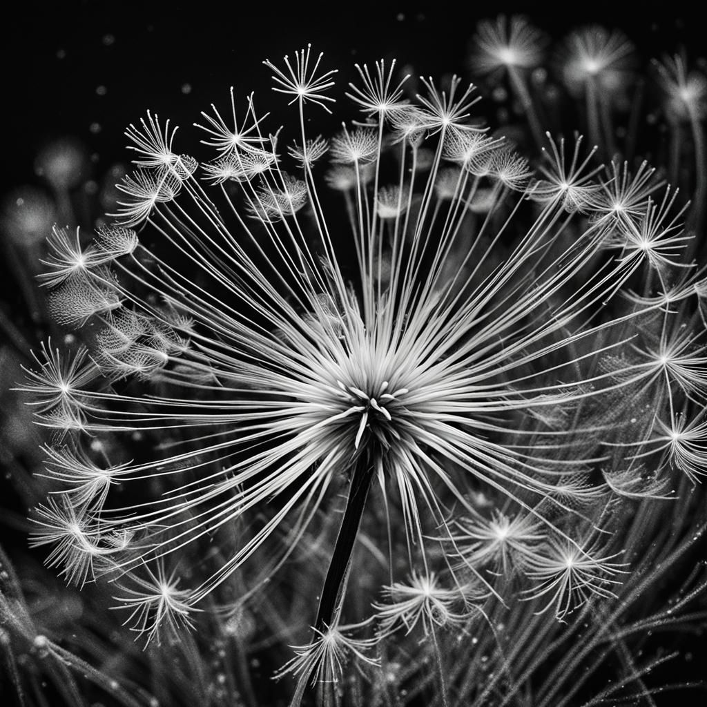 Intricate Black and White Flower Photo with Fractal Effects