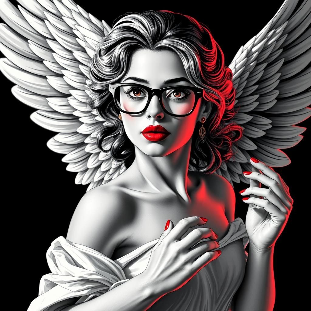 Pop Art Angel Dancing in High Contrast