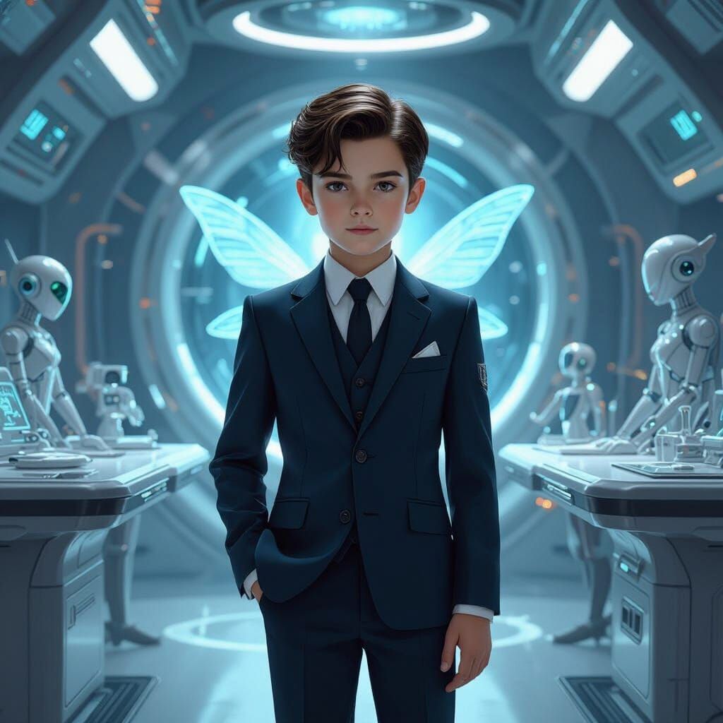 Artemis Fowl in a Futuristic Laboratory