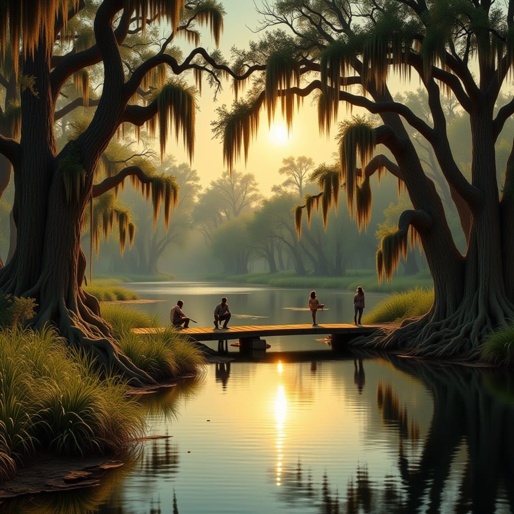 Beautiful Golden Hour Bayou Landscape