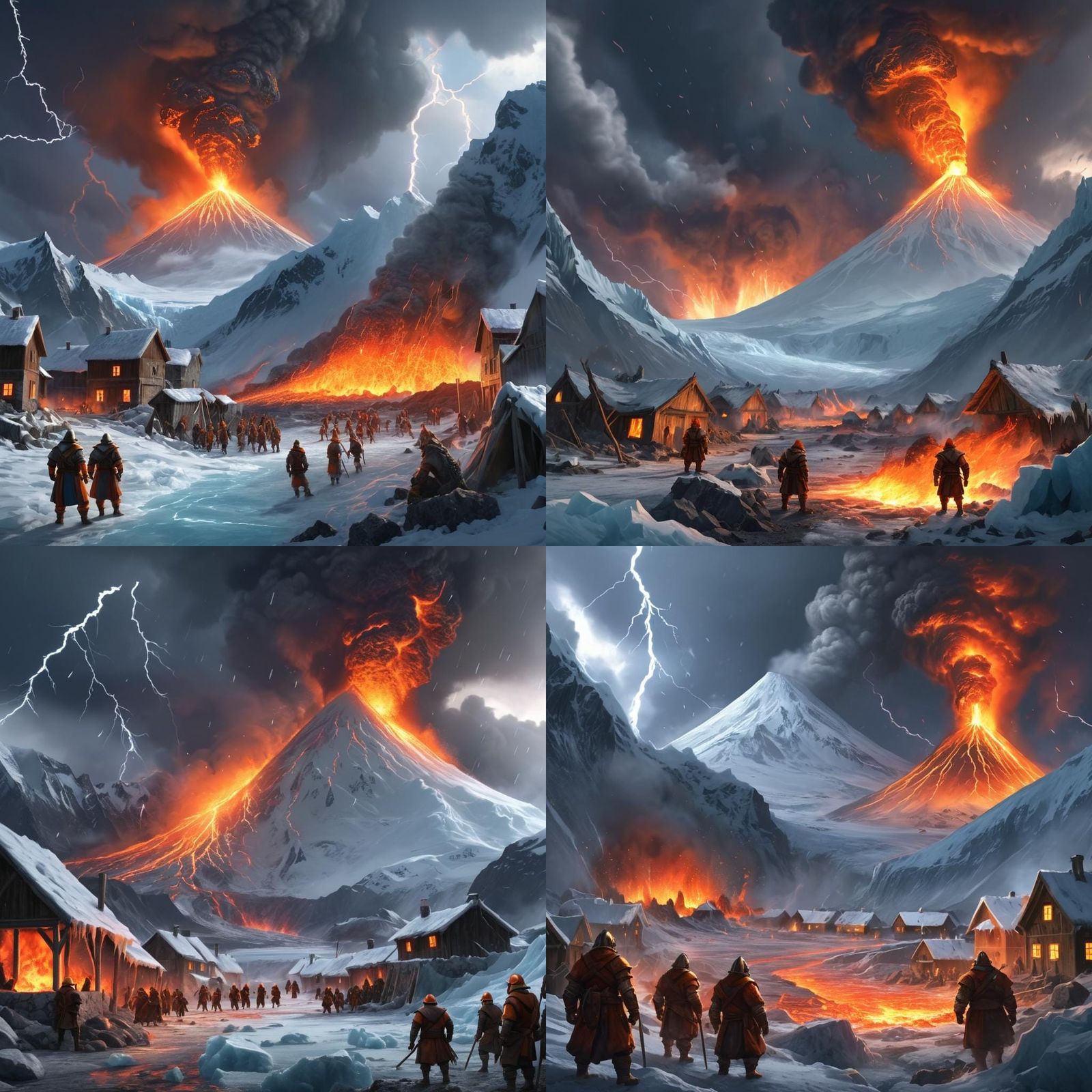 Dwarven Village Watches Volcano Erupt Through Glacier