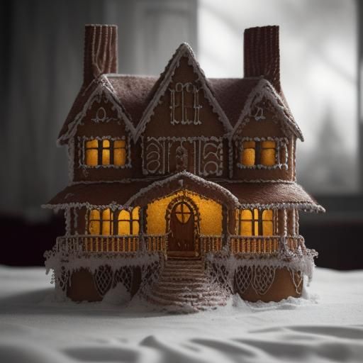 Hyperrealistic Gingerbread House with Intricate Details