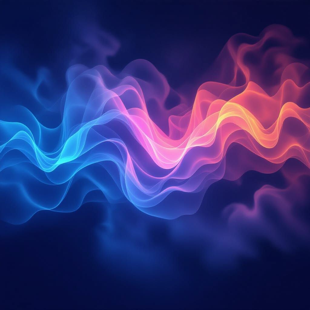 Abstract Sound Waves in Neon Colors and Geometric Shapes