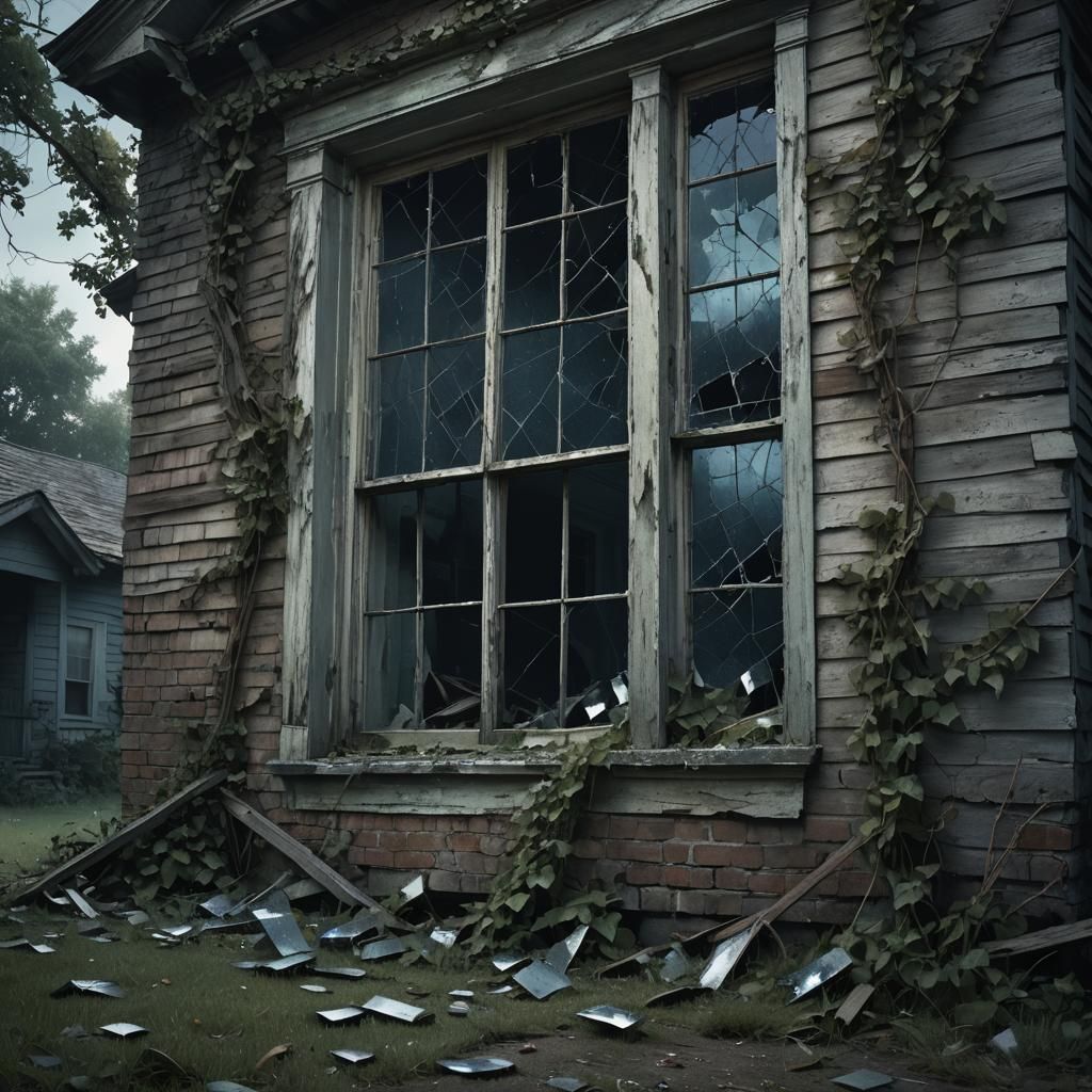 Ominous Abandoned House at Dusk