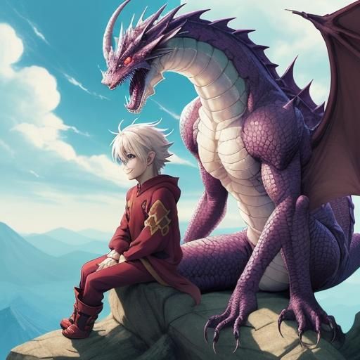 Dragon and Son in Anime Style