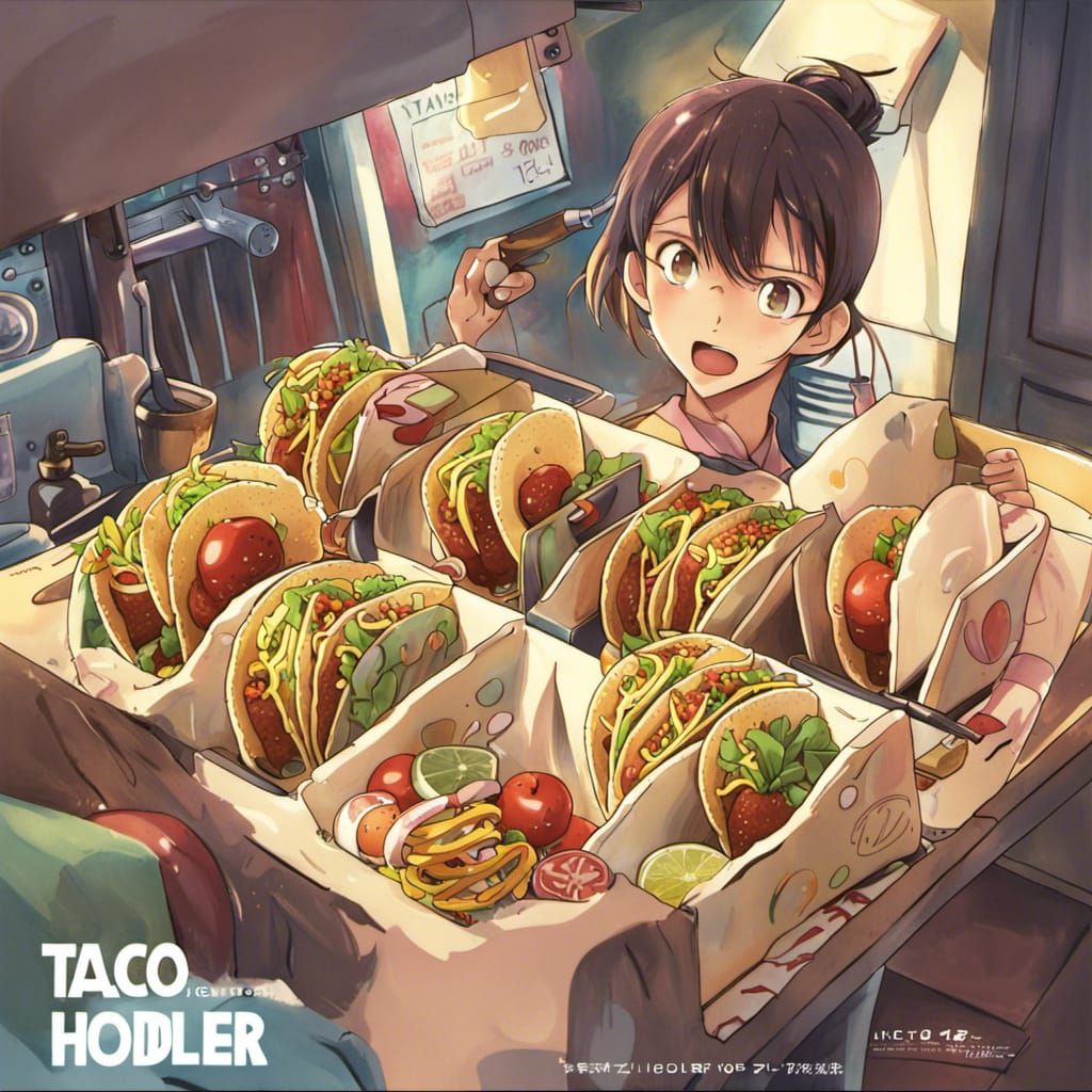 Anime-Style Taco Holder Illustration