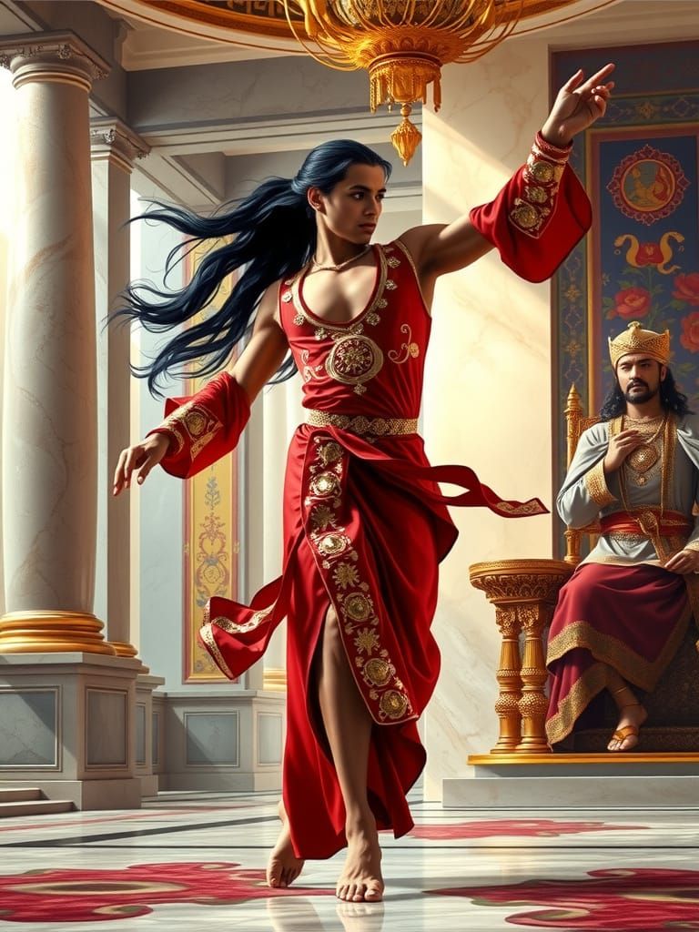 Elegant Middle Eastern Dancer in Opulent Palace