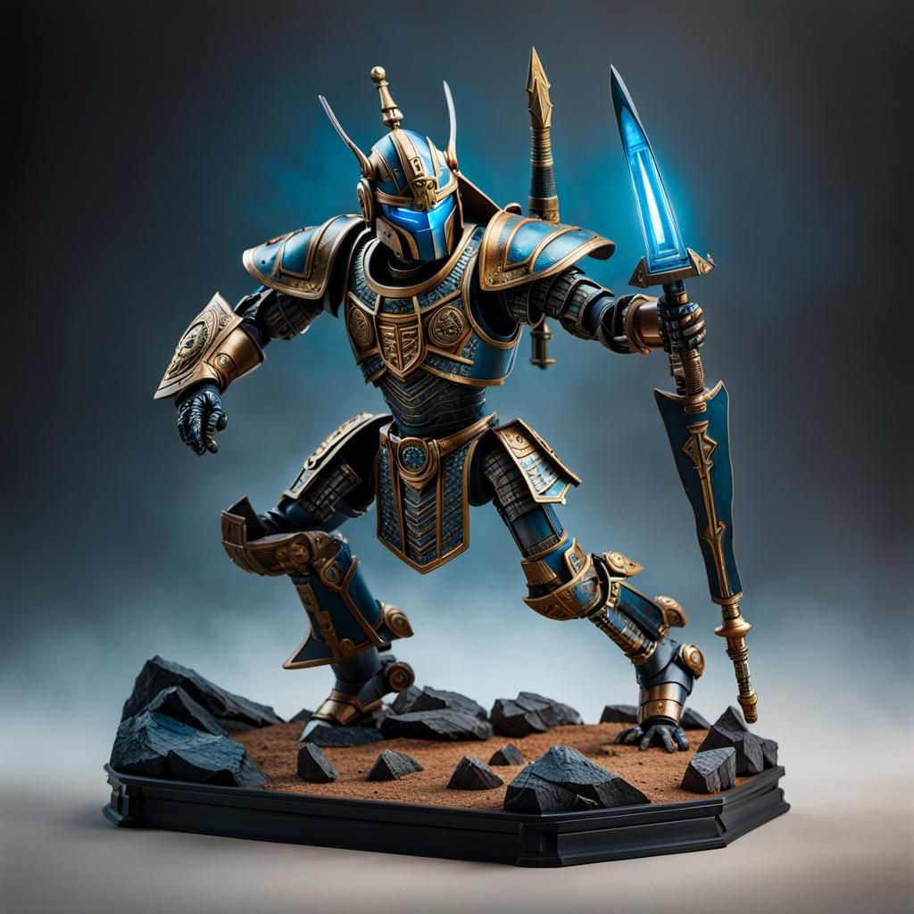 Medieval Robot Warrior Miniature in Egyptian Armor