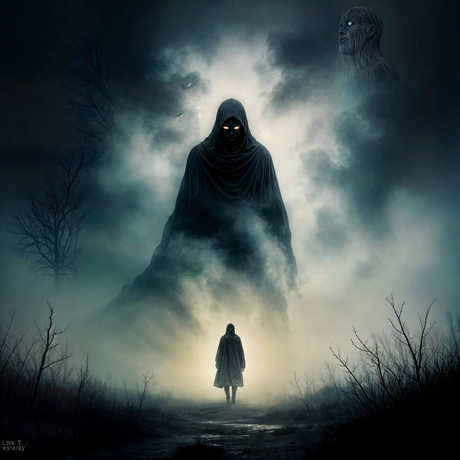 Eerie Figure Shrouded in Opaque Mist