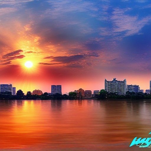 Bangkok Sunset over Chao Phraya River