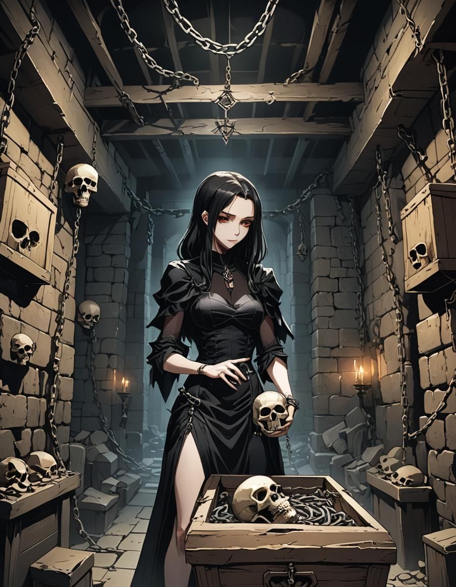 Vampire Emerges from Coffin in Anime Style