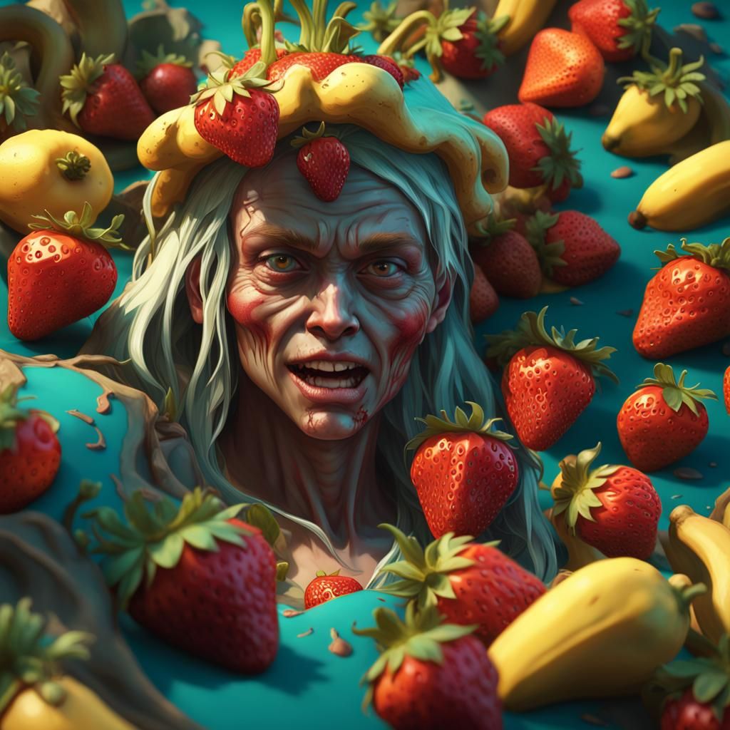Strawberry Banana Zombie Concept Art in 8K