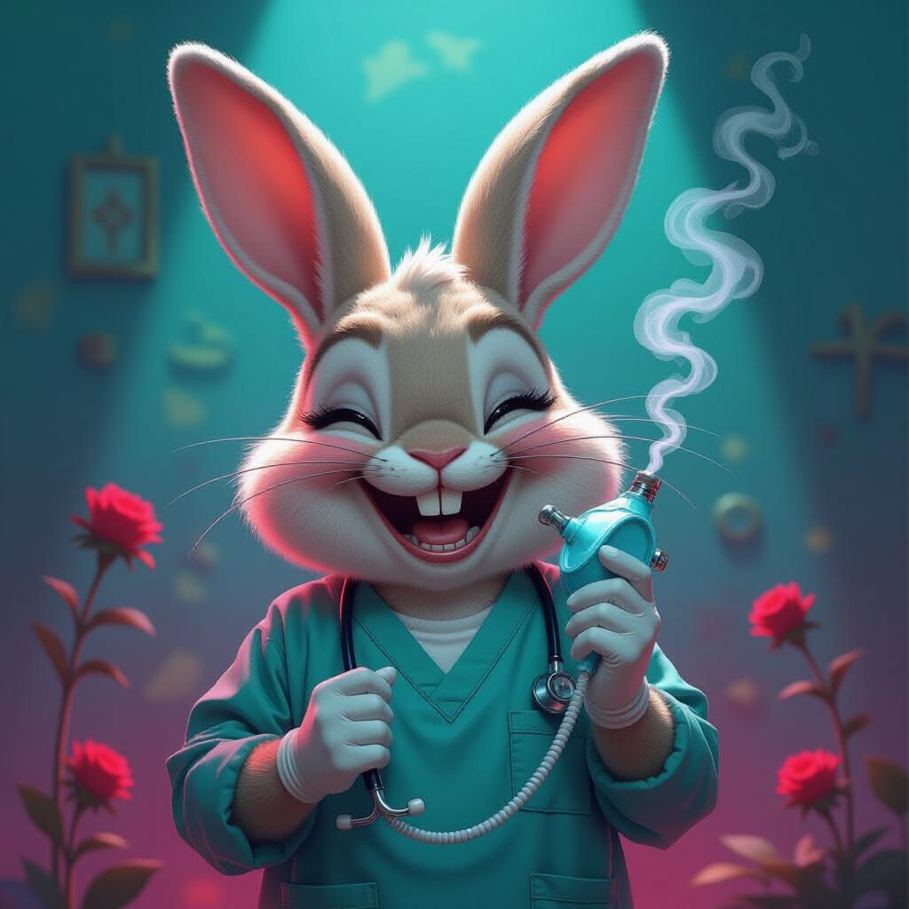 Sinister Rabbit Dentist with Nitrous Oxide Mask