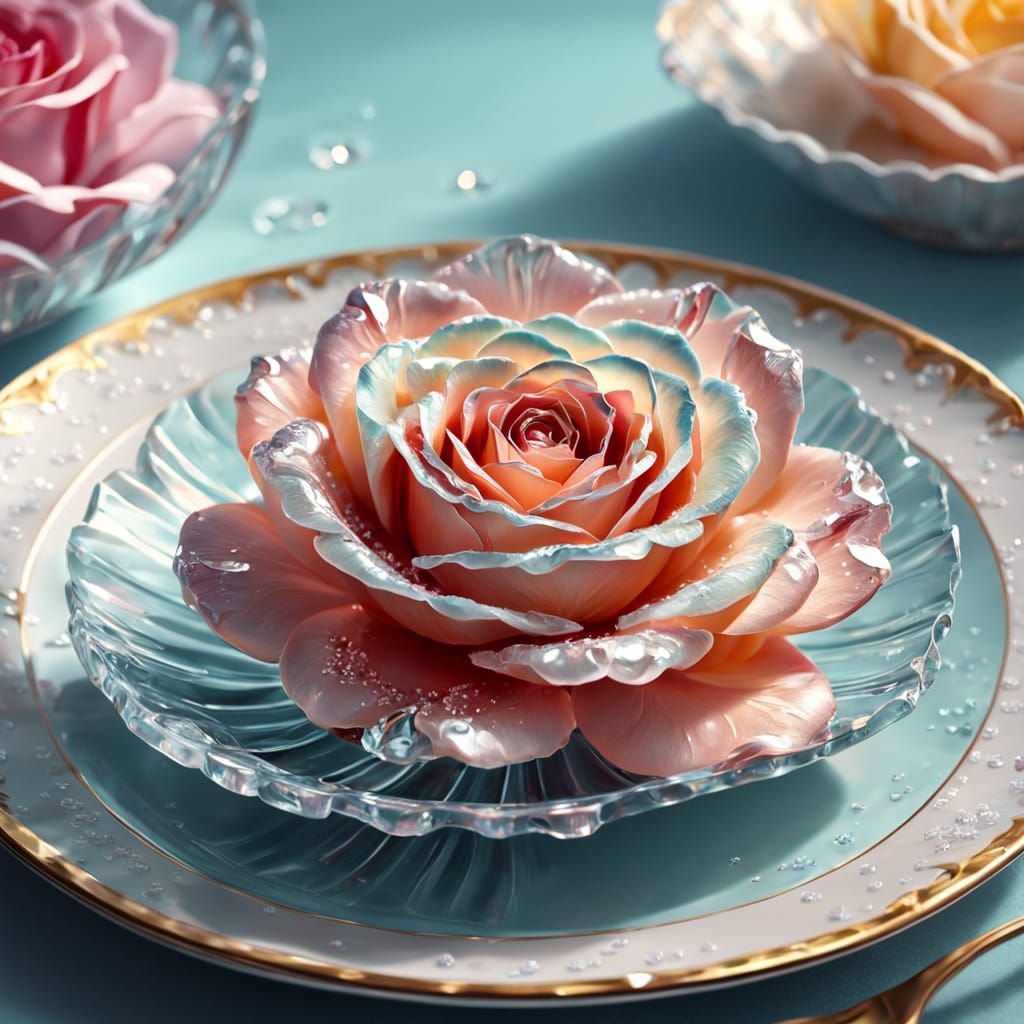 Crystal Sugar Rose in Oil Painting Style