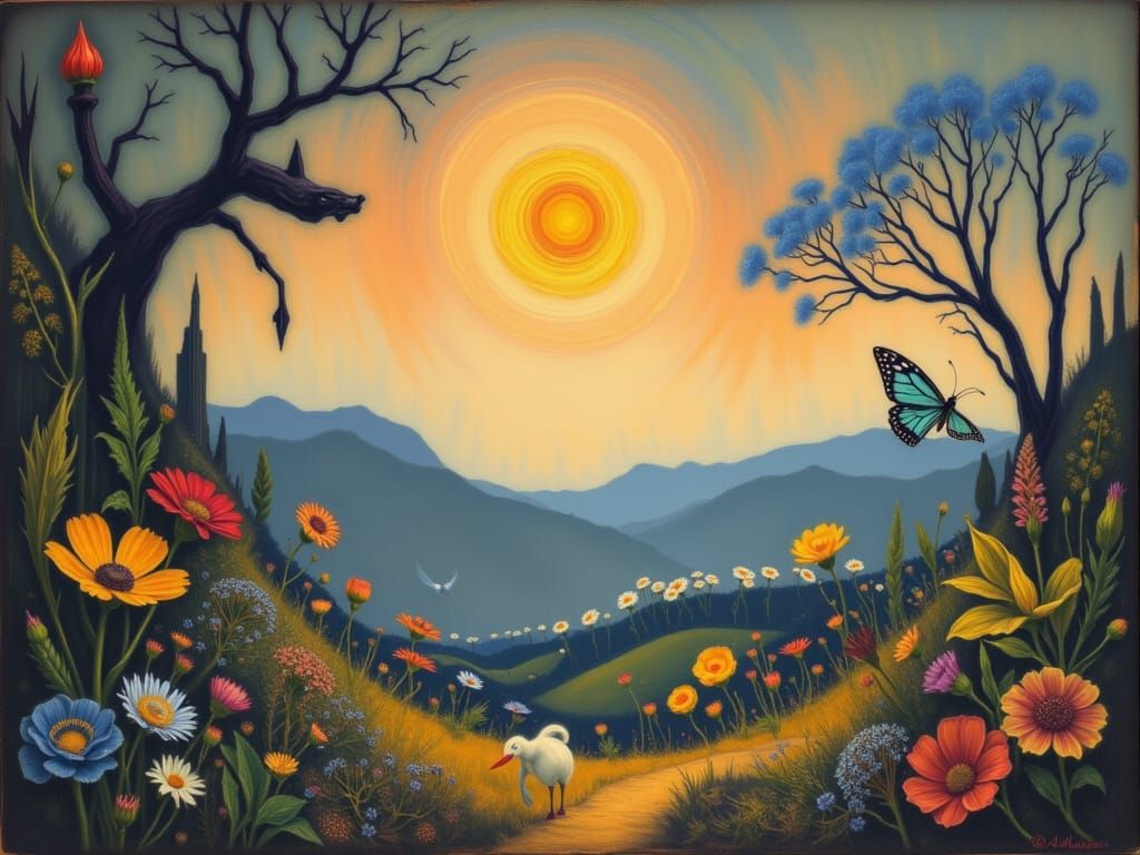 Lemuria Landscape in Precisionist Style with Volumetric Ligh...