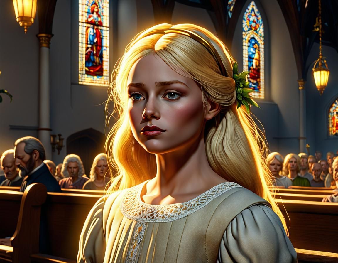 Sick Blonde Girl in Detailed Photorealistic Style