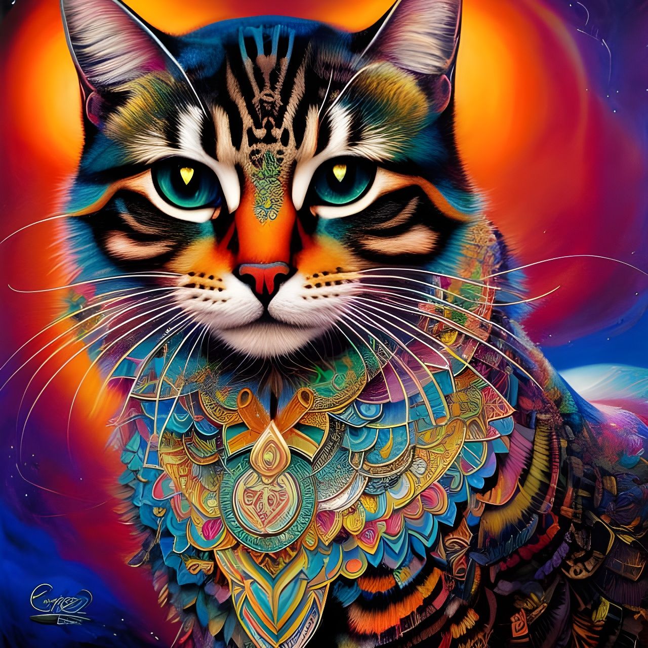 Surreal Cheshire Cat Digital Art Masterpiece