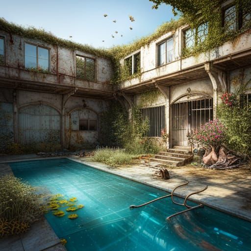 Post-Apocalyptic Pool with Dandelions