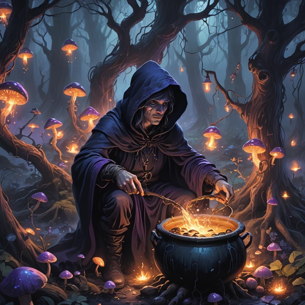 Dark Fantasy Potion Brewing with Fairies