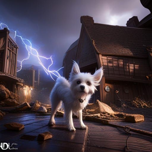 Fantastical Living Pet Dog Storm: Detailed Matte Painting
