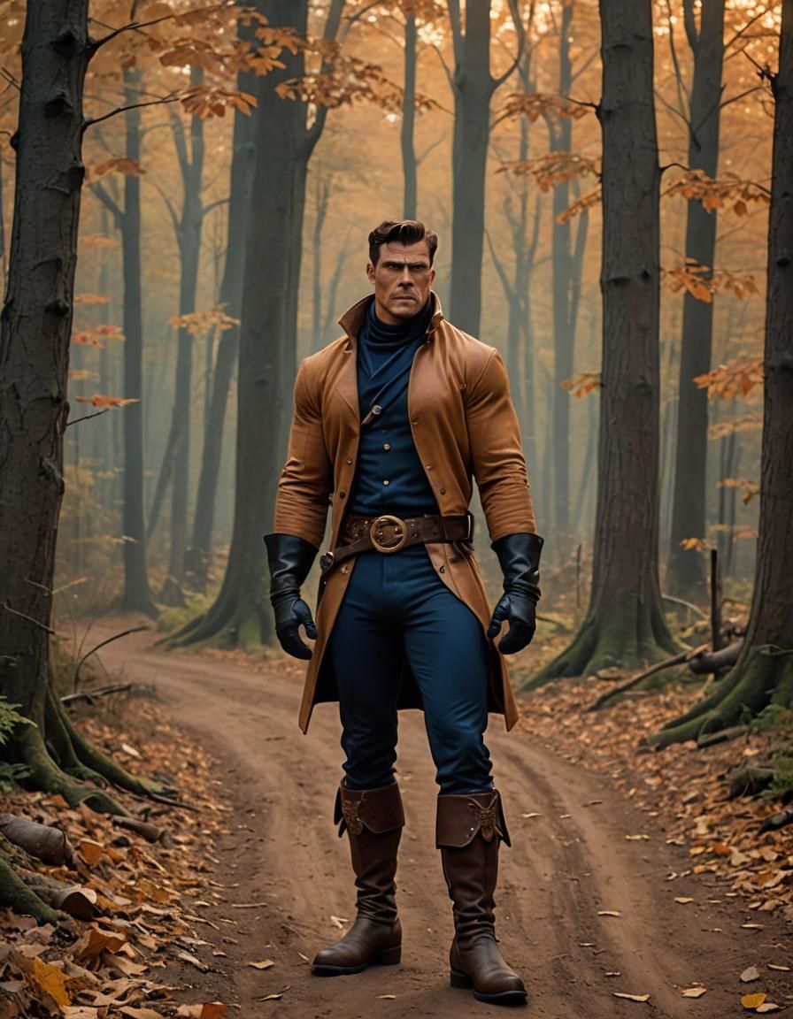 Eerie Forest Figure with Pumpkin Head in Disney Style