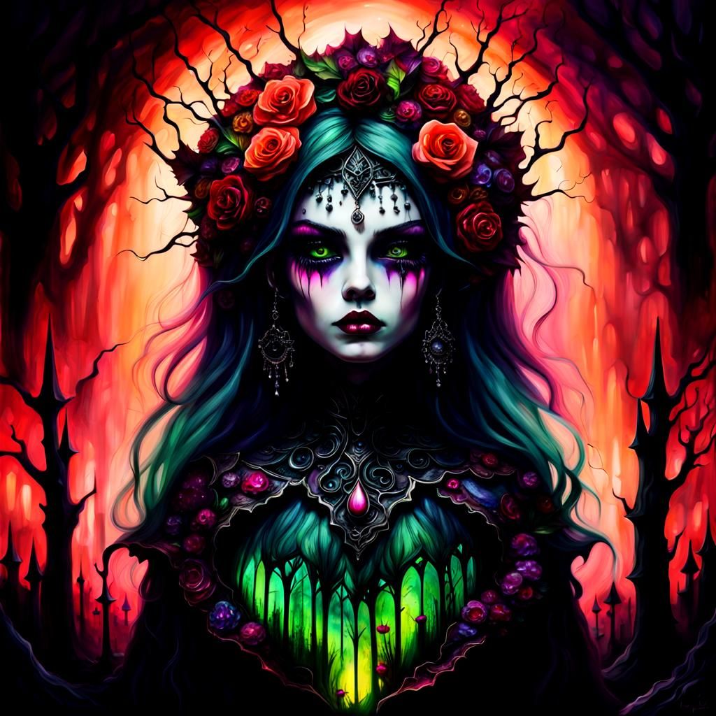 Dark Fairy in Eerie Horror Theme Park