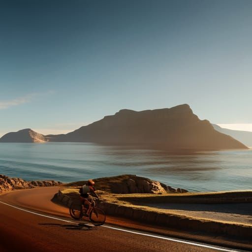 Cyclist Speeding Down Chapman's Peak: Digital Matte Painting