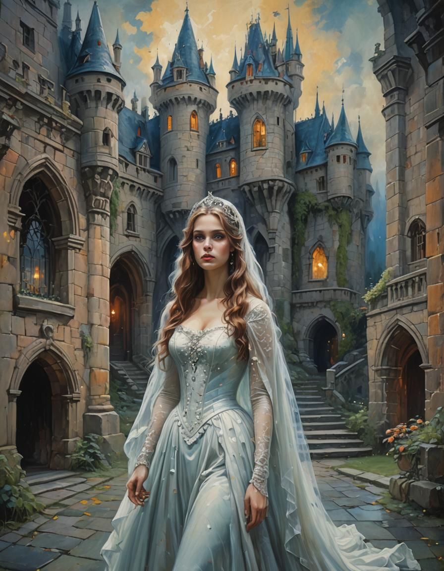 Ethereal Fairy Tale Princess in Enchanted Castle