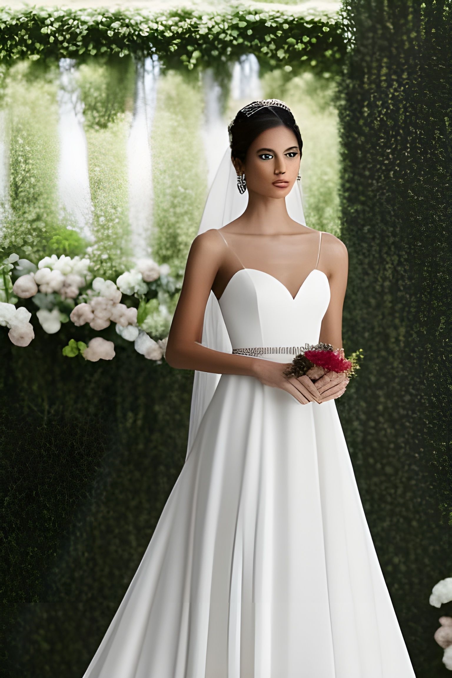 Beautiful Black Princess in Wedding Gown: 8K Portrait