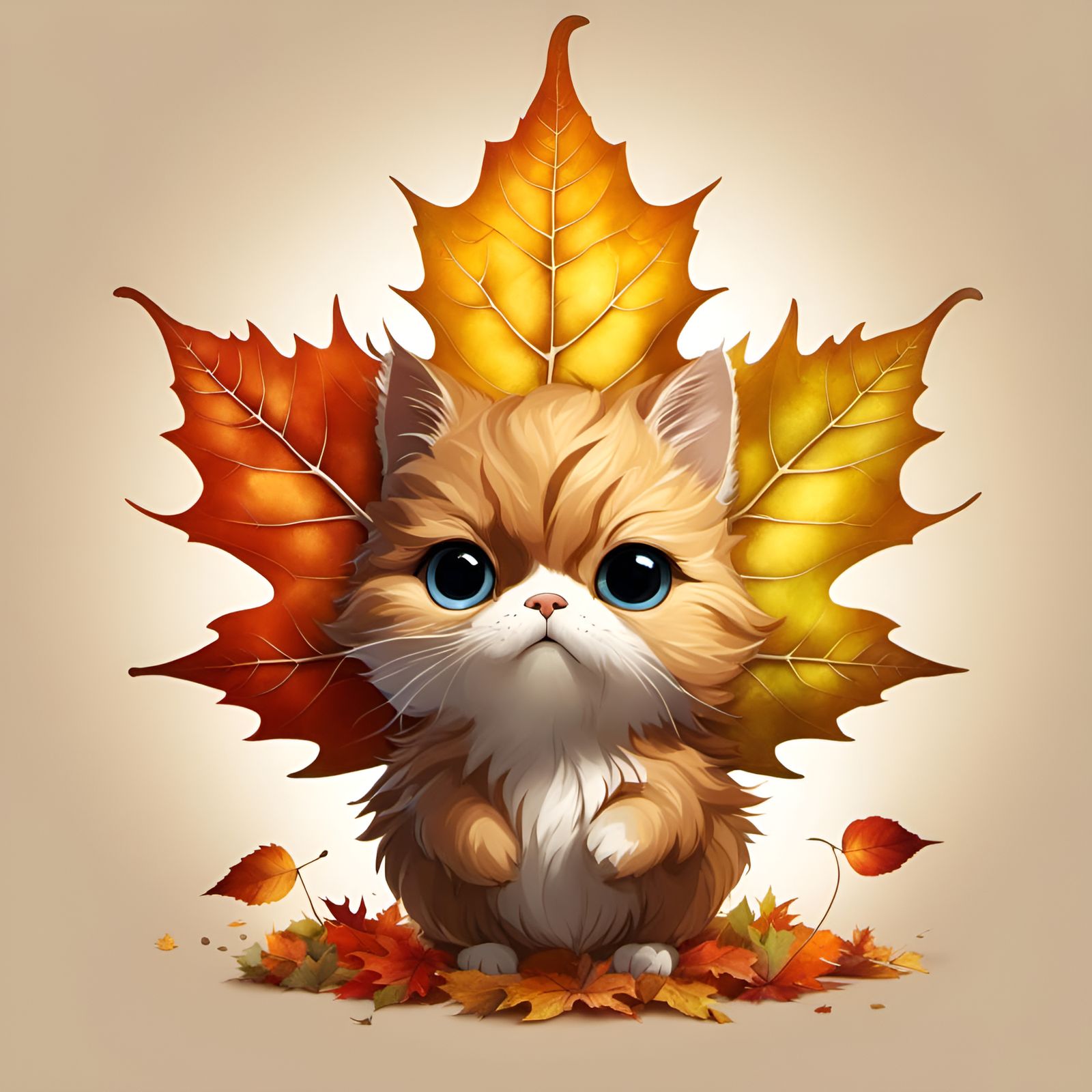 Grumpy Autumn Leaf Portrait in Fantasy Art Style