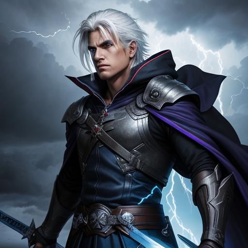 Comic Book Art: Young Man in Thunderstorm