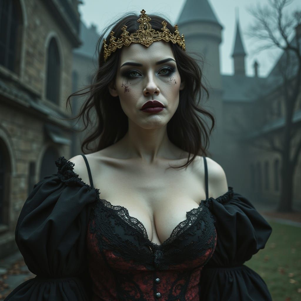 Undead Gothic Princess in Tattered Regal Gown