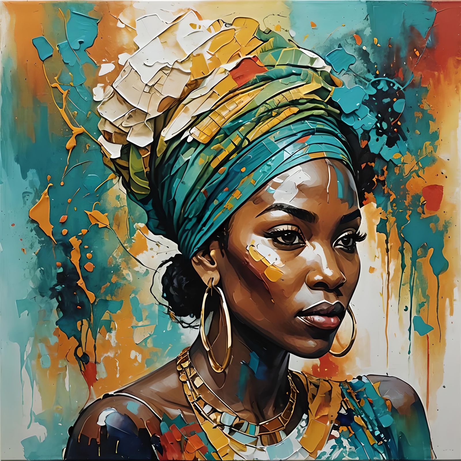 Abstract Acrylic Art in Style of Yemisi Shyllon