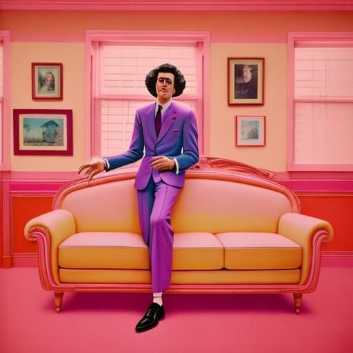 Surreal Creature in Retro Living Room, Fauvist Expressionism