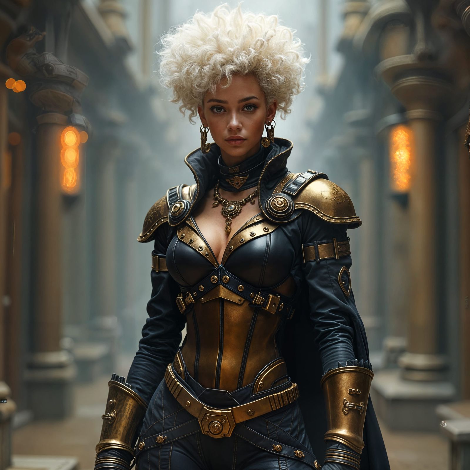 Steampunk Warrior with Afro in Realistic 4K