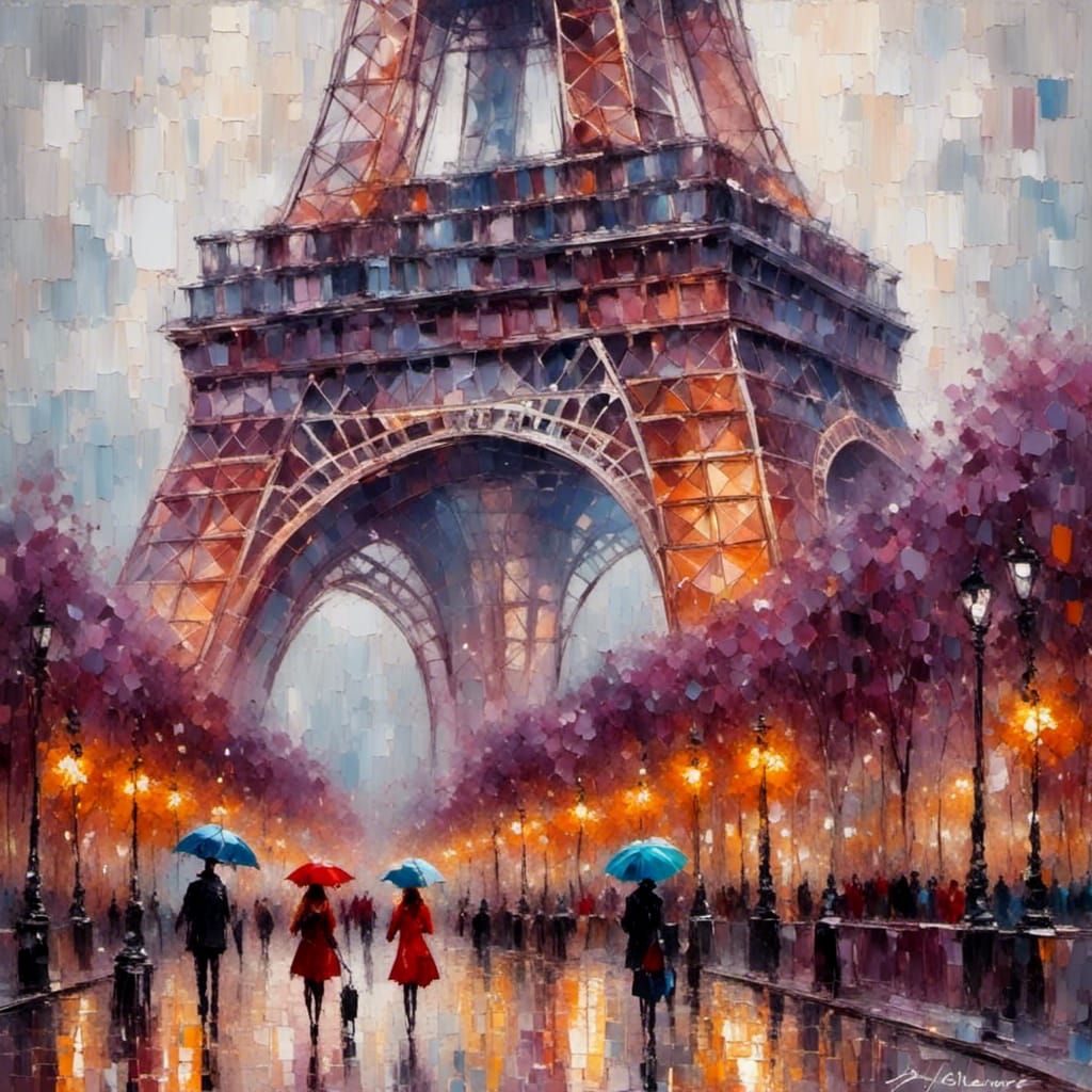 Champs Elysee in Paris with Painterly Strokes