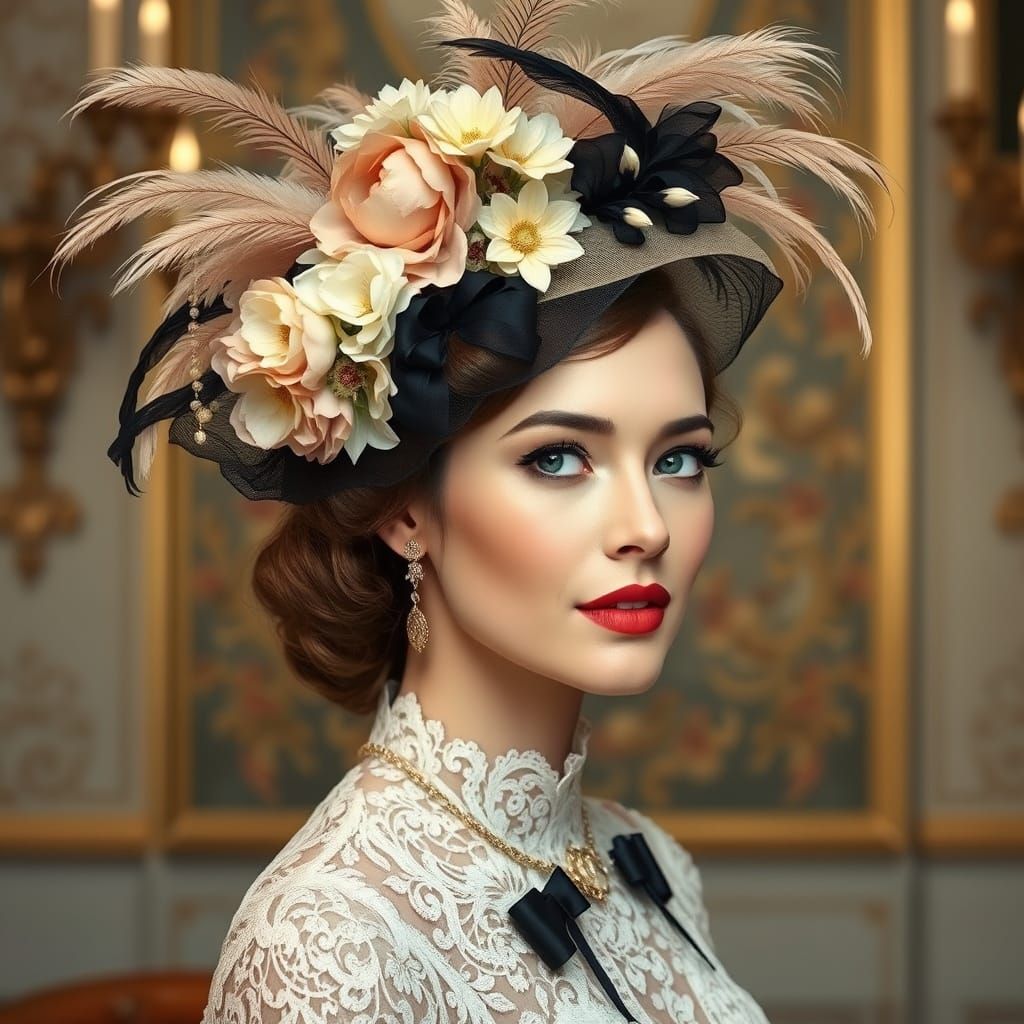 Elegant Woman in Lavish Fascinator