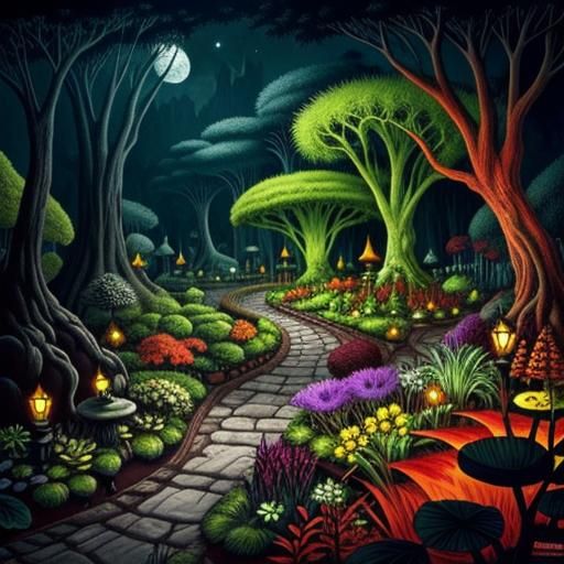 Magical Botanical Garden: Ink and Color Fantasy World