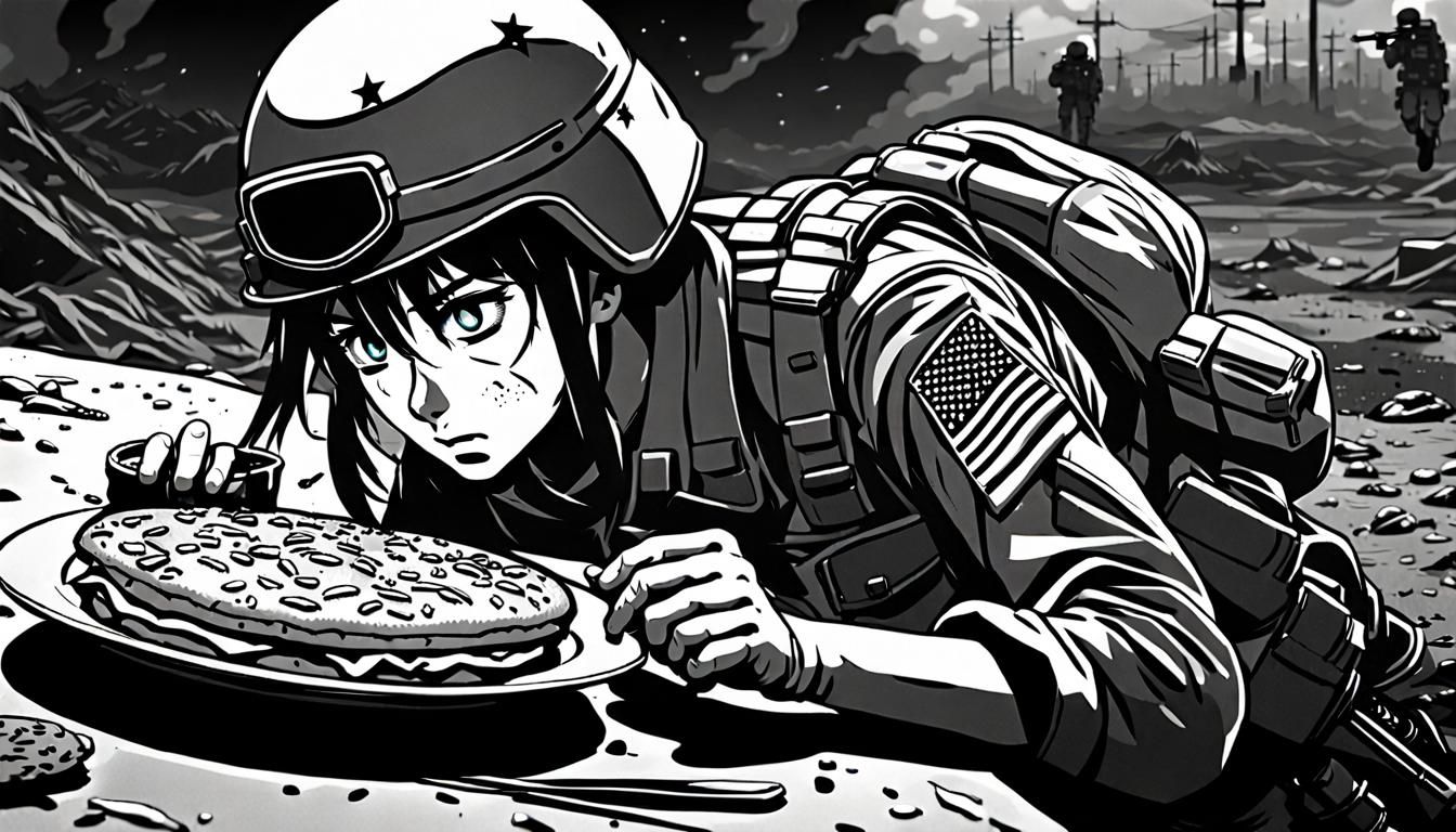 Anime Soldier's Last Meal Reflected in Eye