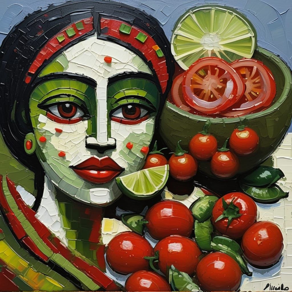 Pico de Gallo in impasto and chiaroscuro