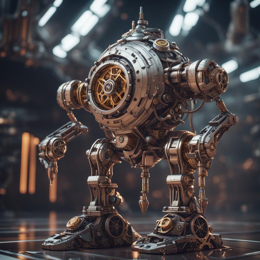 Confused Clockwork Wizard in Sci-Fi Style