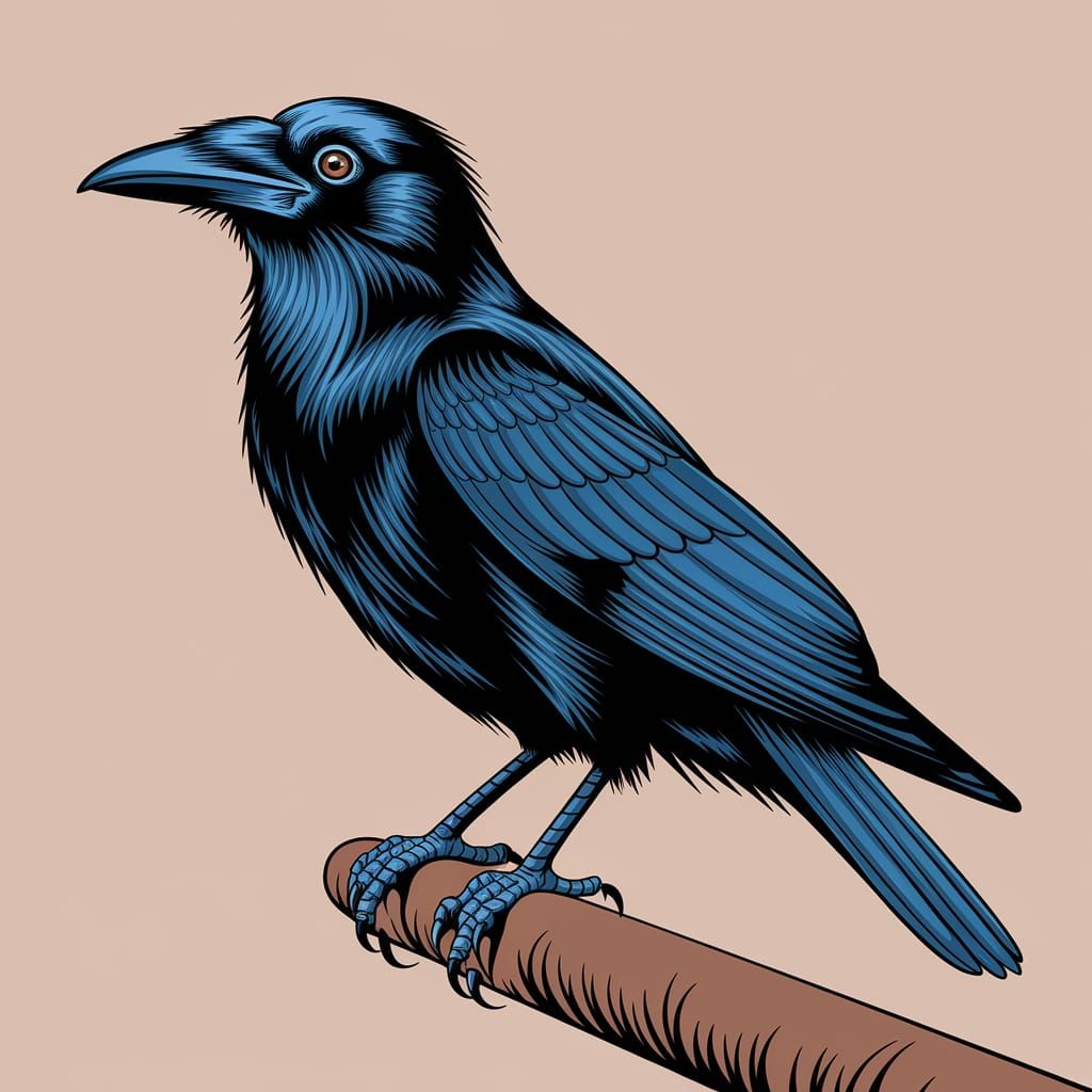 Brown Raven in Ultraminimalist Abstract Style