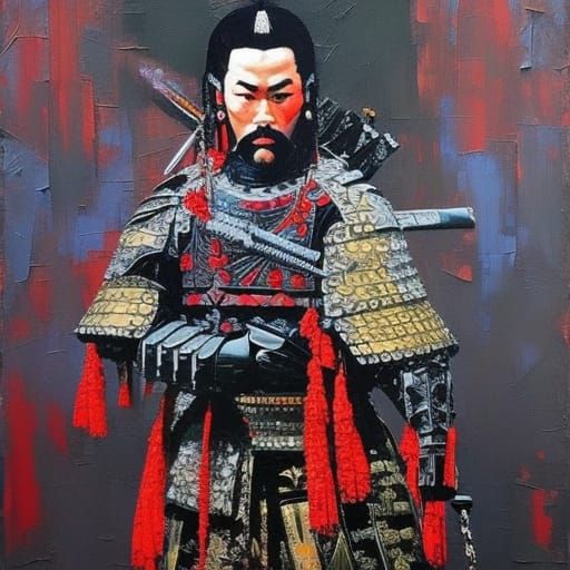Cyberpunk Samurai Warrior: Impasto Oil Painting