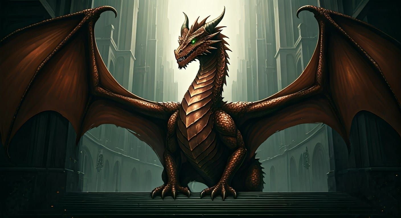 Copper Dragon Guardian of Mystical City Gate