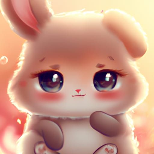 Adorable Chibi Bunny in Fantasy Digital Illustration