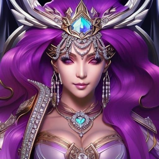 Purple Empress with Elaborate Jewelry and Headdress