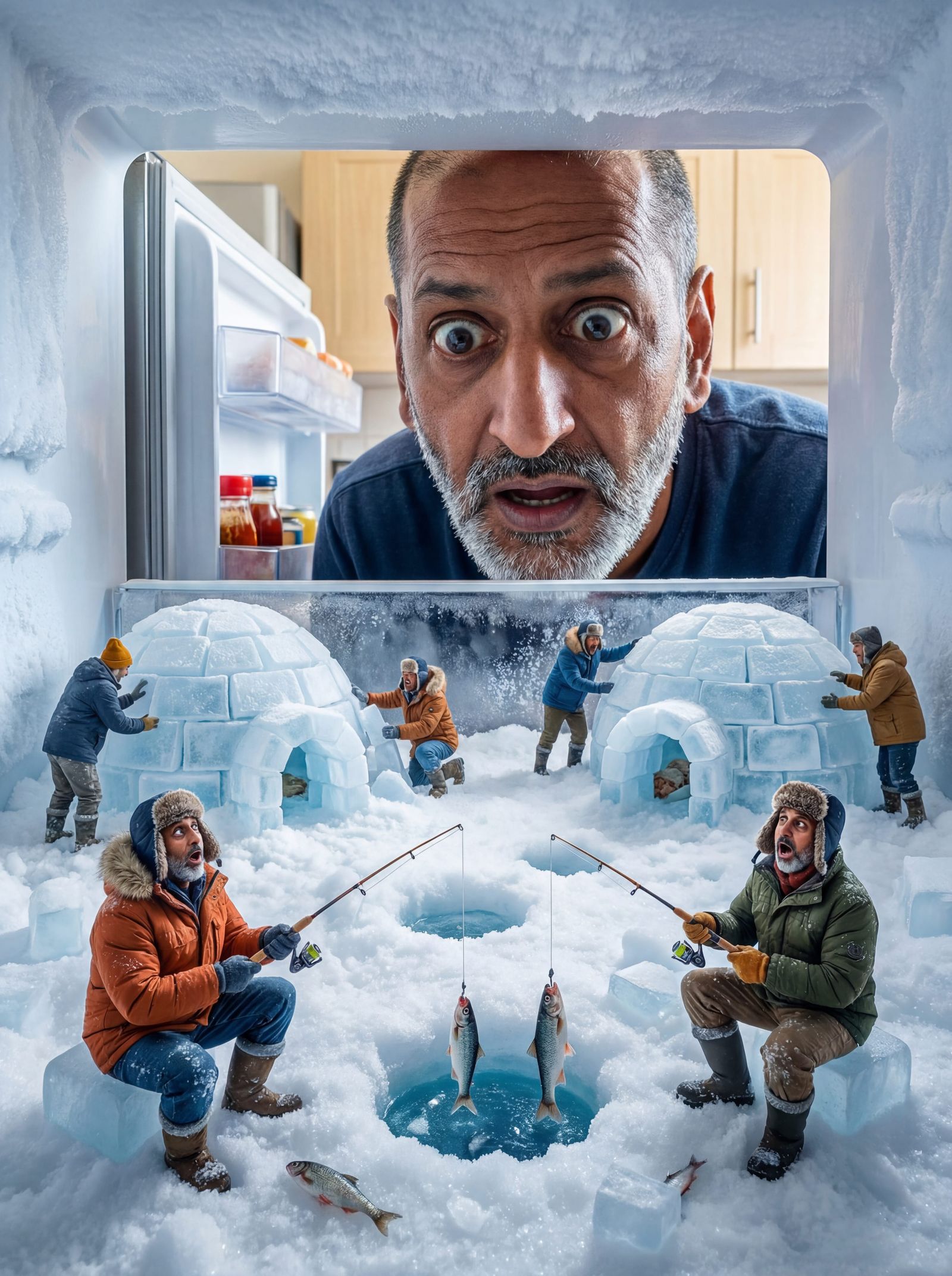 Shocked Man Discovers Miniature World in Freezer