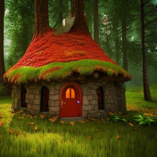 Enchanting Fairy Cottage in Vivid Forest: Fairycore Fantasy
